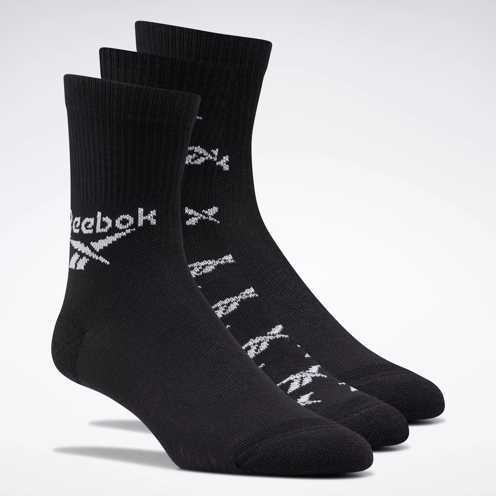 Reebok Classics Fold-over Crew Socks 3 Pairs In Black