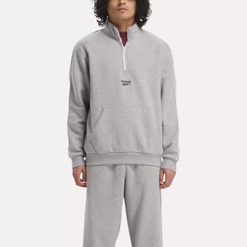 Stussy Quarter Zip Fleece Mock in Grey for Men