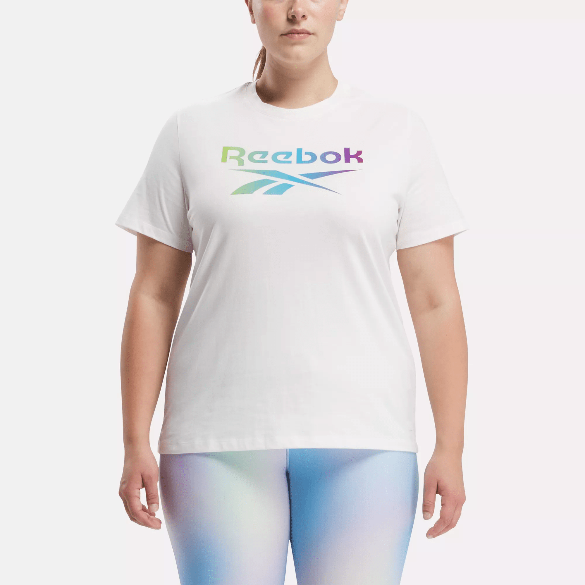 Shop Reebok Women's Gradient Graphic T-shirt (plus Size) In Chalk