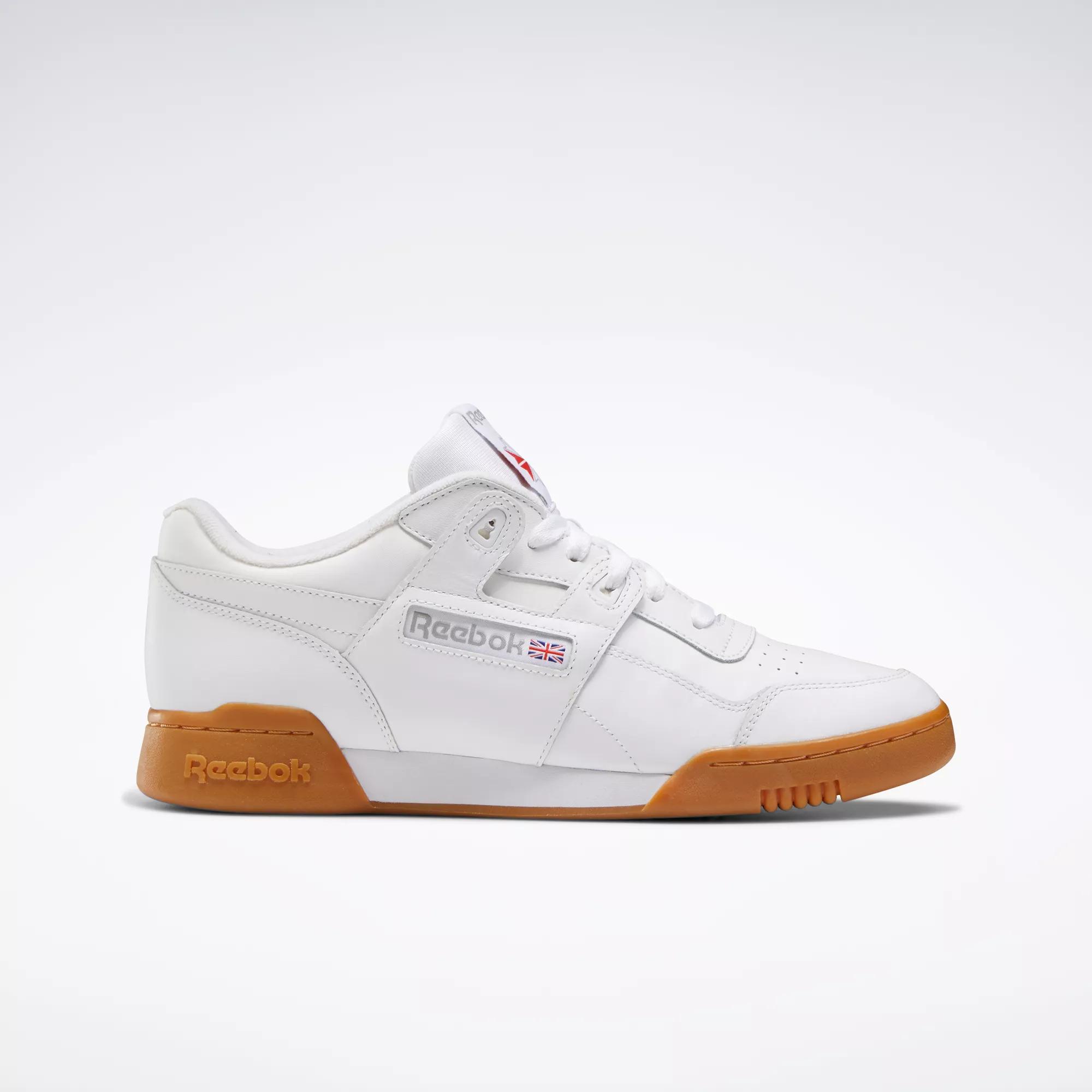 white reebok with bubble gum bottom