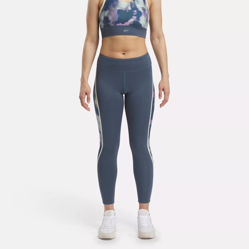 Running Allover Print Leggings (Plus Size) - Hoops Blue | Reebok