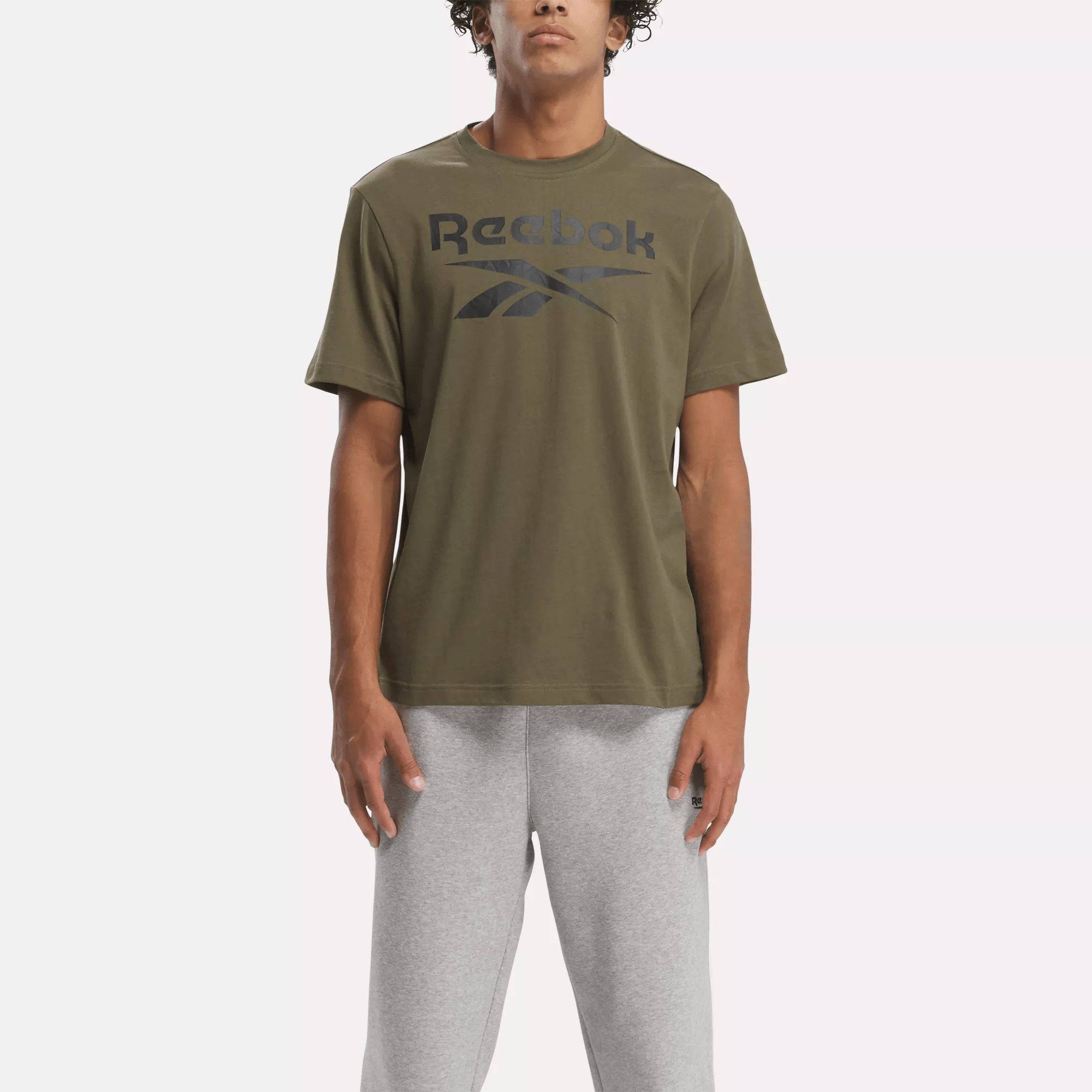 Reebok Identity Big Stacked Logo T-shirt In Green