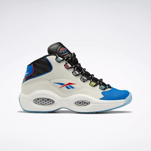 barricada otoño en caso Question Mid Men's Basketball Shoes - Chalk / Core Black / Vector Blue |  Reebok