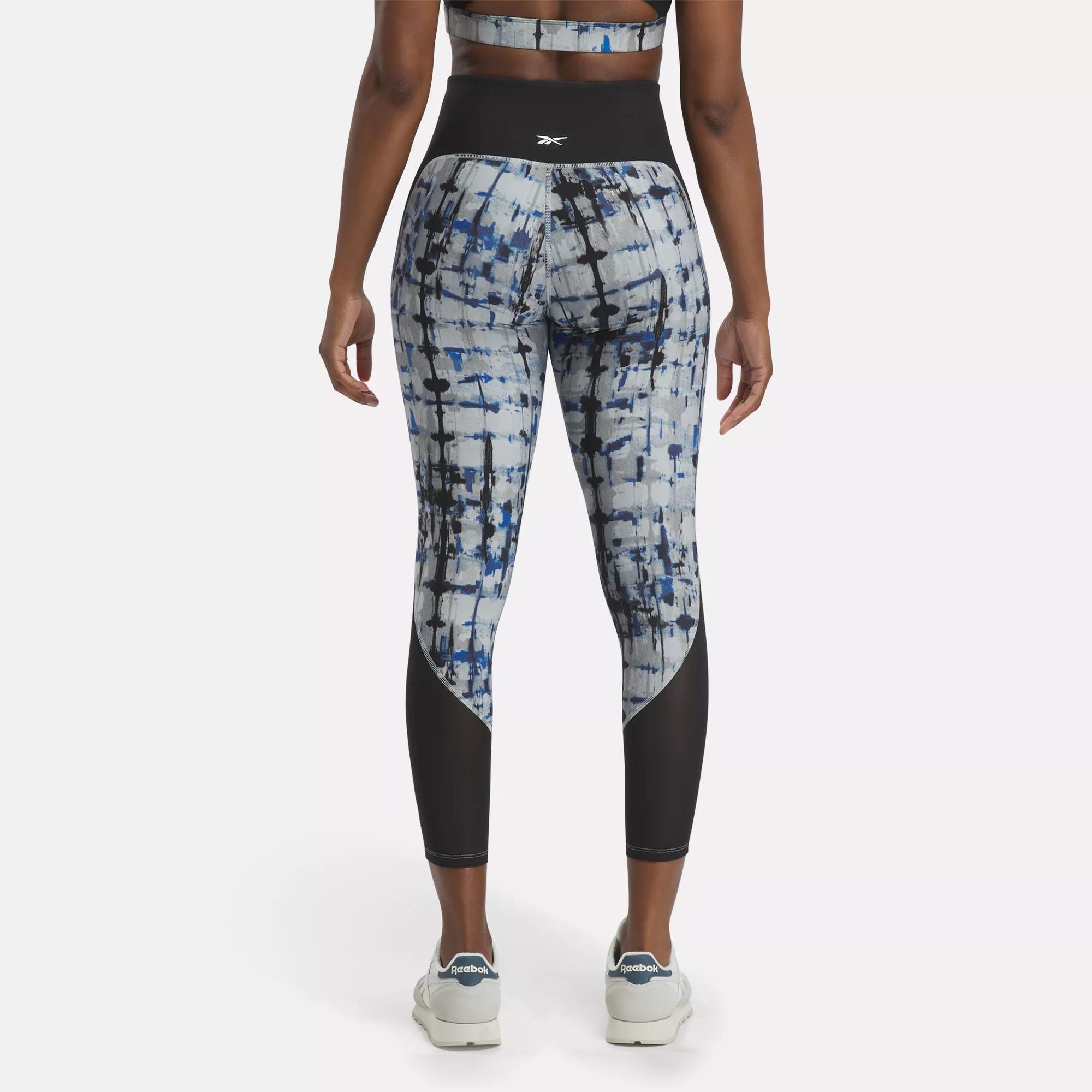 NWT REEBOK Women Sz. XS LEGGINGS HIGH-RISE Speedwick Cotton Printed Gym Run  Yoga