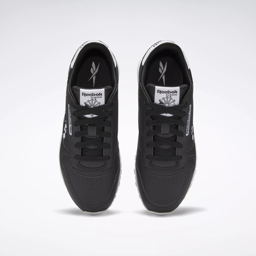 Classic Leather Shoes - Grade School - Core Black / Core Black / Ftwr White  | Reebok