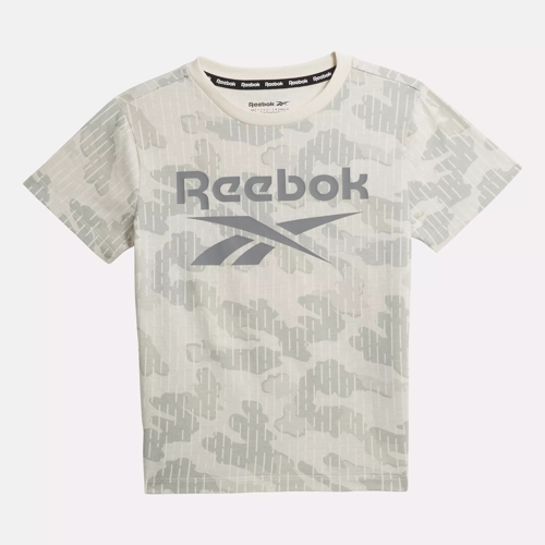 Reebok unisex Identity T Shirt Little Kids in Chalk Camo Size 7