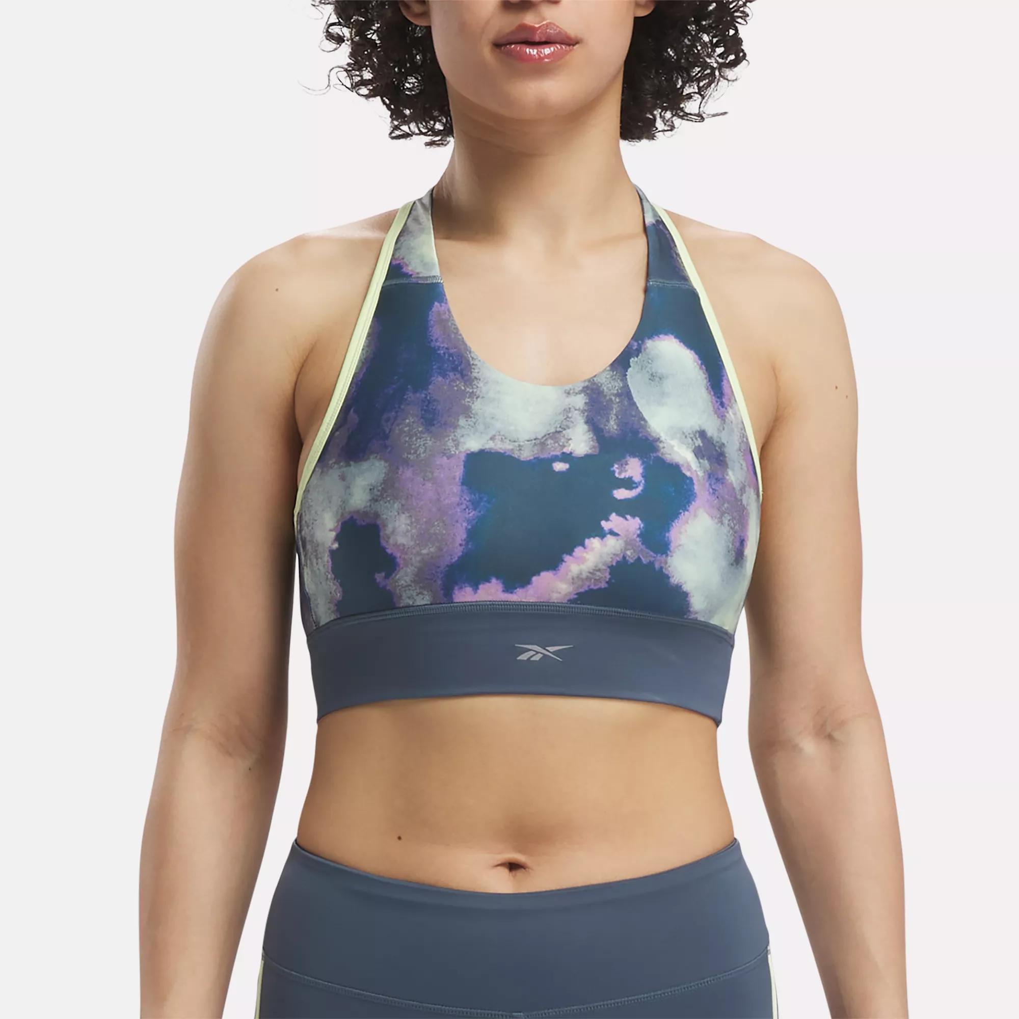 Running Allover Print Bra in night black