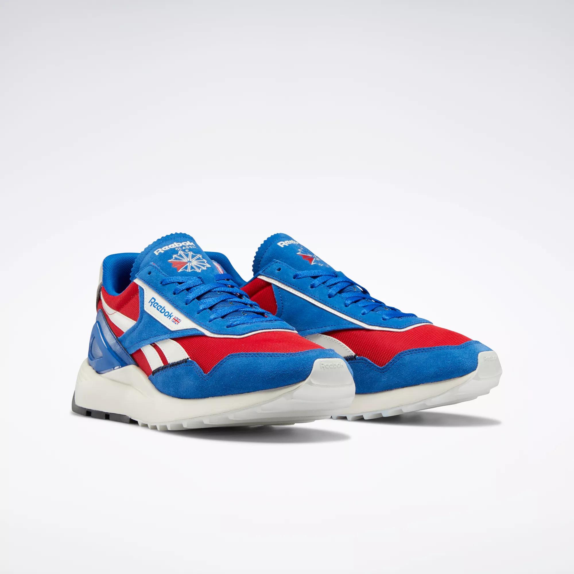 Sonrisa obvio en frente de Classic Leather Legacy AZ Shoes - Vector Blue / Vector Red / Chalk | Reebok