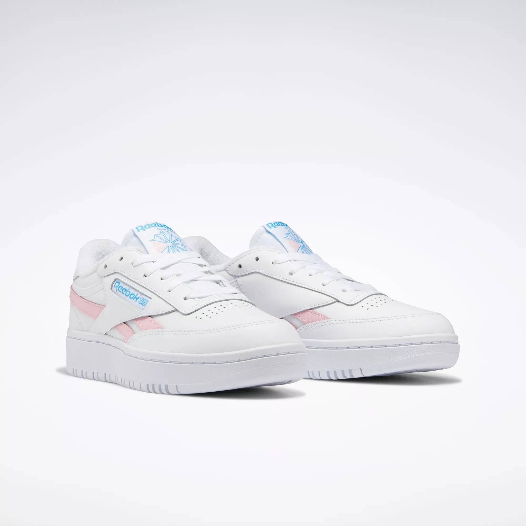 Reebok Club C Double Revenge Sneakers in White with Pink Detail