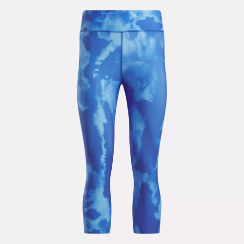 Buy Reebok Women's Printed Capri Leggings With Mid-Rise Waist Performance  Compression Tights, Black/Dazzling Blue, Small at