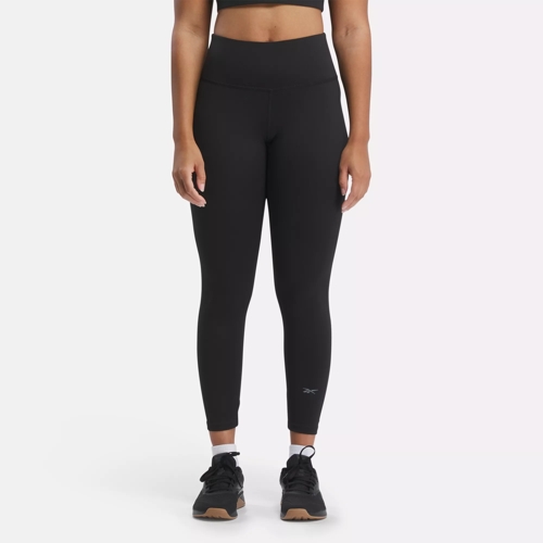Reebok Women's Identity Leggings Black Athletic Gym Sportstyle Fashion  Exercise Fitness New (Black, Medium)