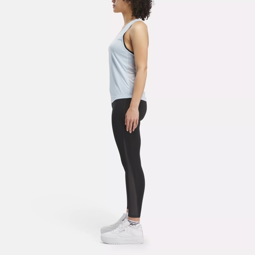 Reebok Leggings Womens M gray Mesh Panel Pull On