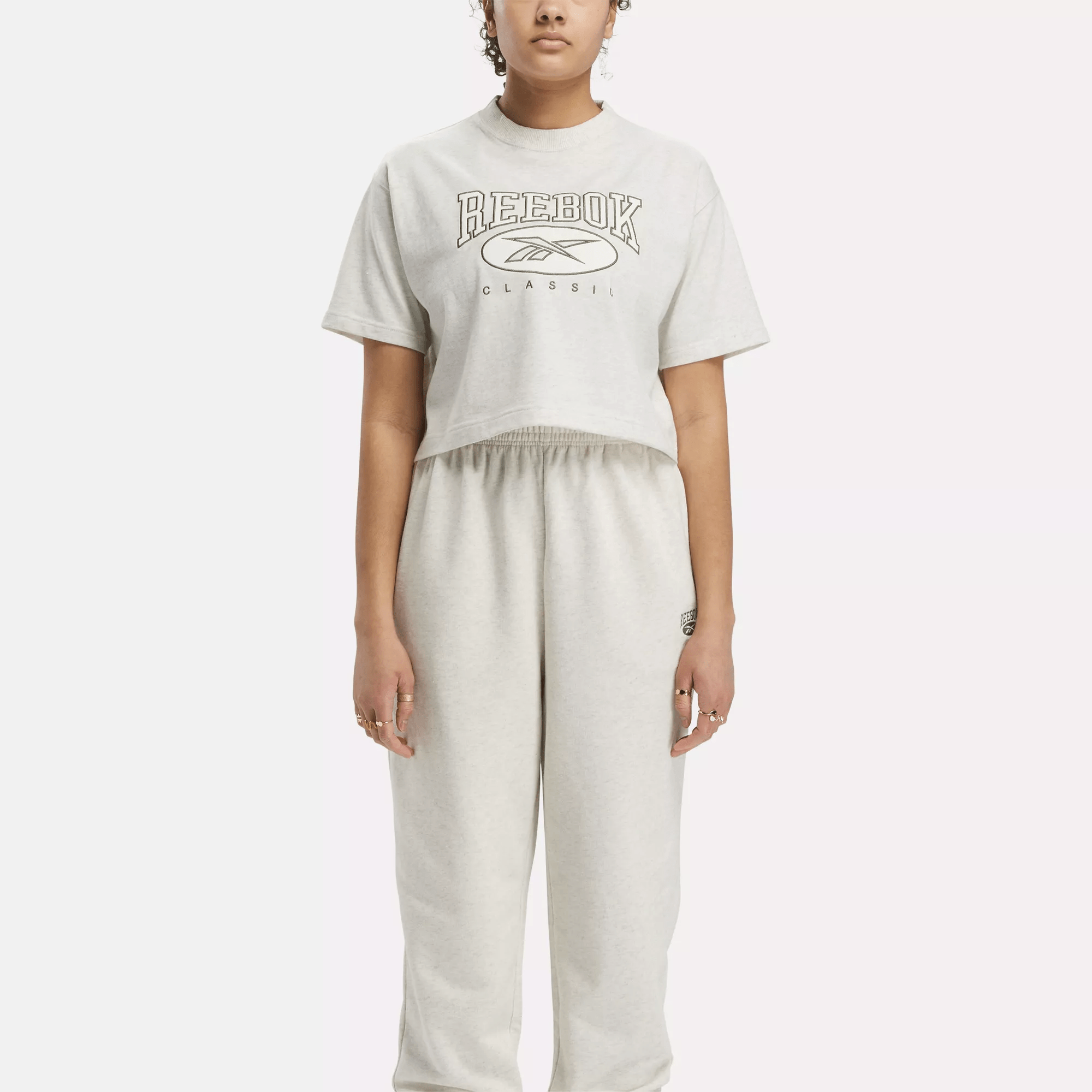 Shop Reebok Women's Classics Archive Essentials Big Logo Crop T-shirt In In Chalk