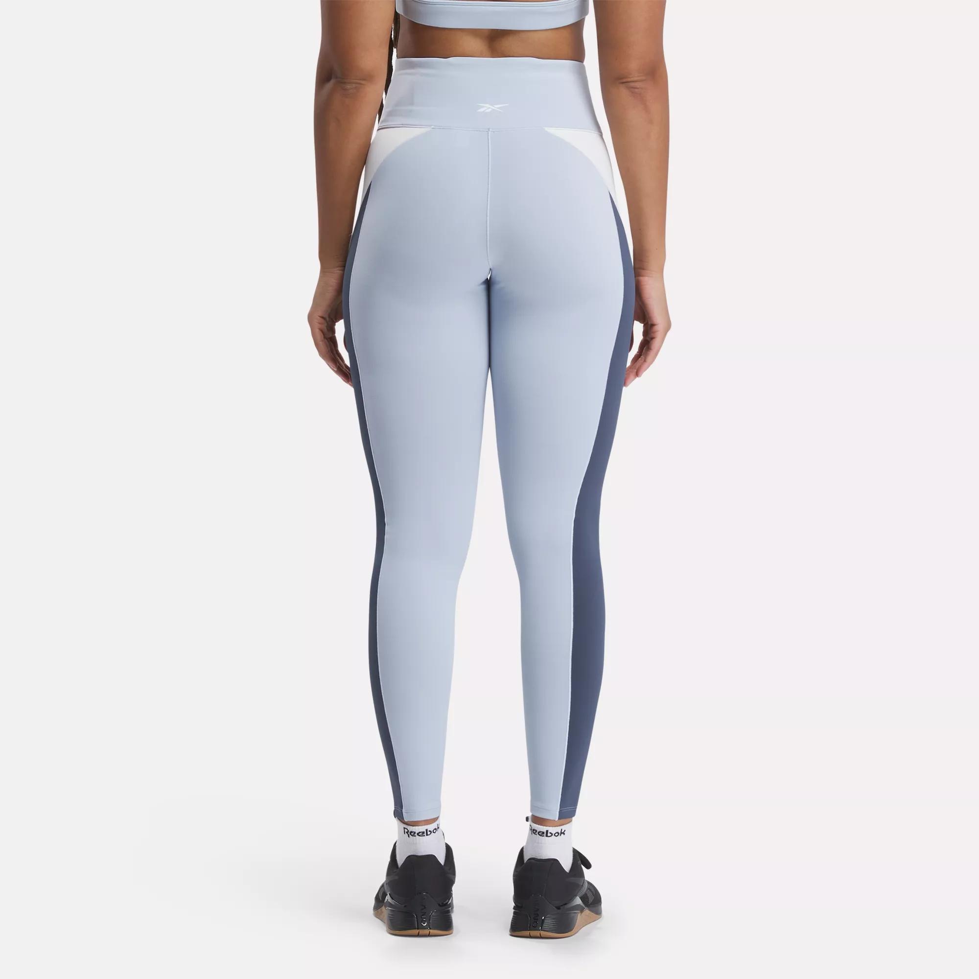 Buy Reebok Navy & White Cotton Color-Block Sports Leggings for