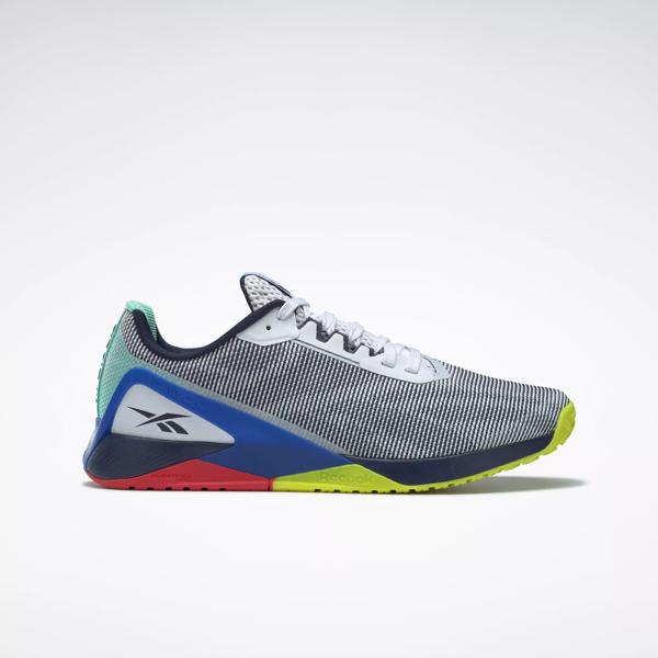 cerrar Altoparlante Centelleo Nano X1 Grit Men's Training Shoes - Ftwr White / Vector Navy / Court Blue |  Reebok