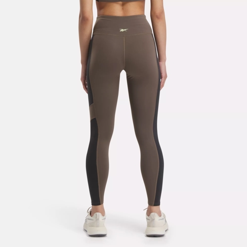 NWT Reebok Lux High-Waisted Colorblock Tights, Green Small