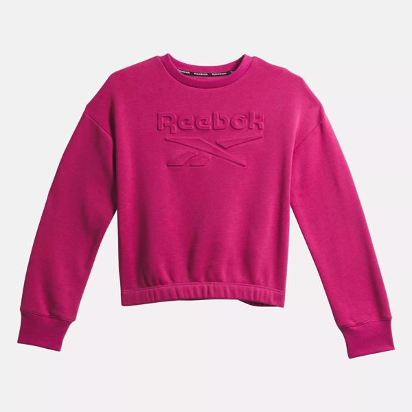 Reebok Sweater Youth Medium Pink Full Zip Activewear Sweater