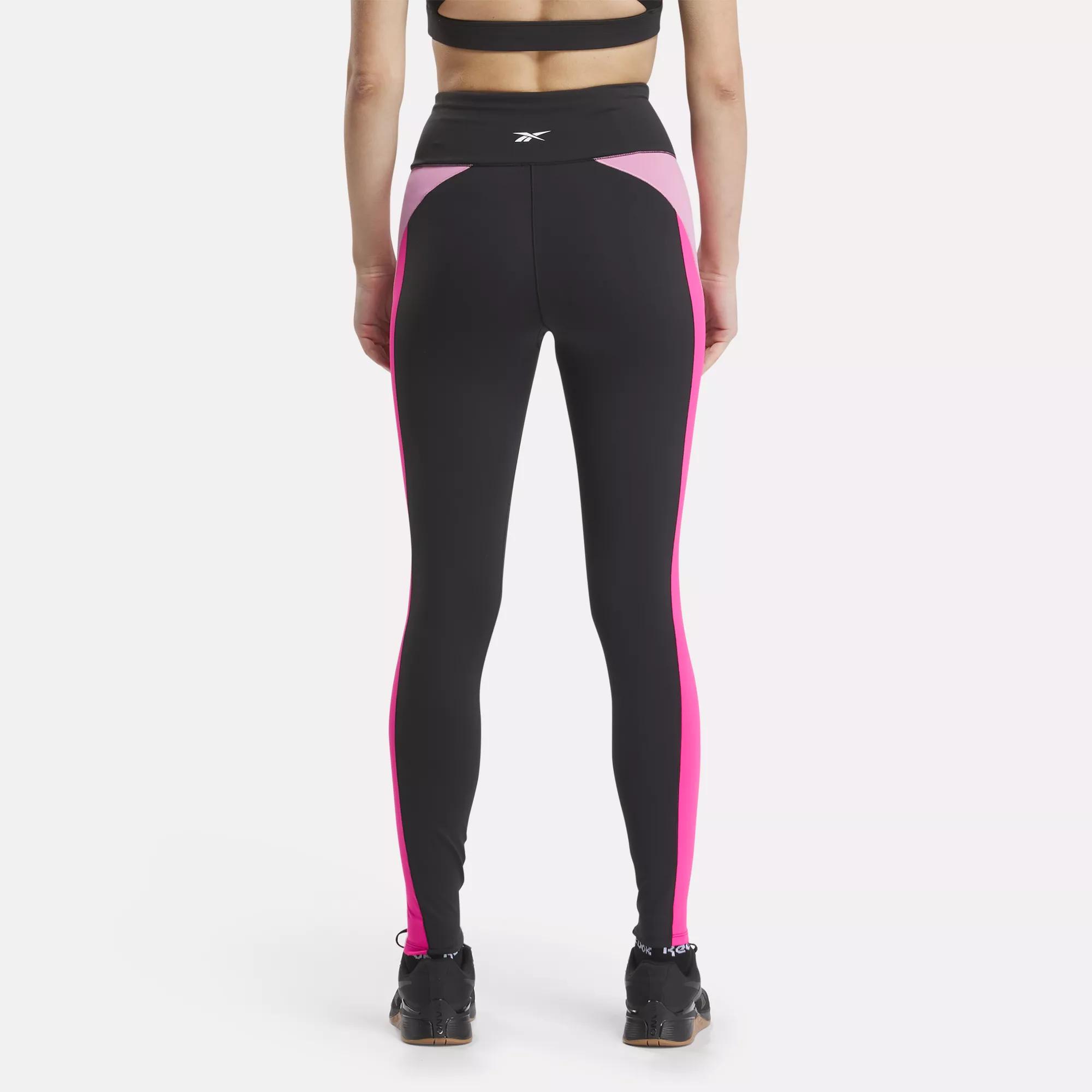 Women's leggings PLR054 - black/pink