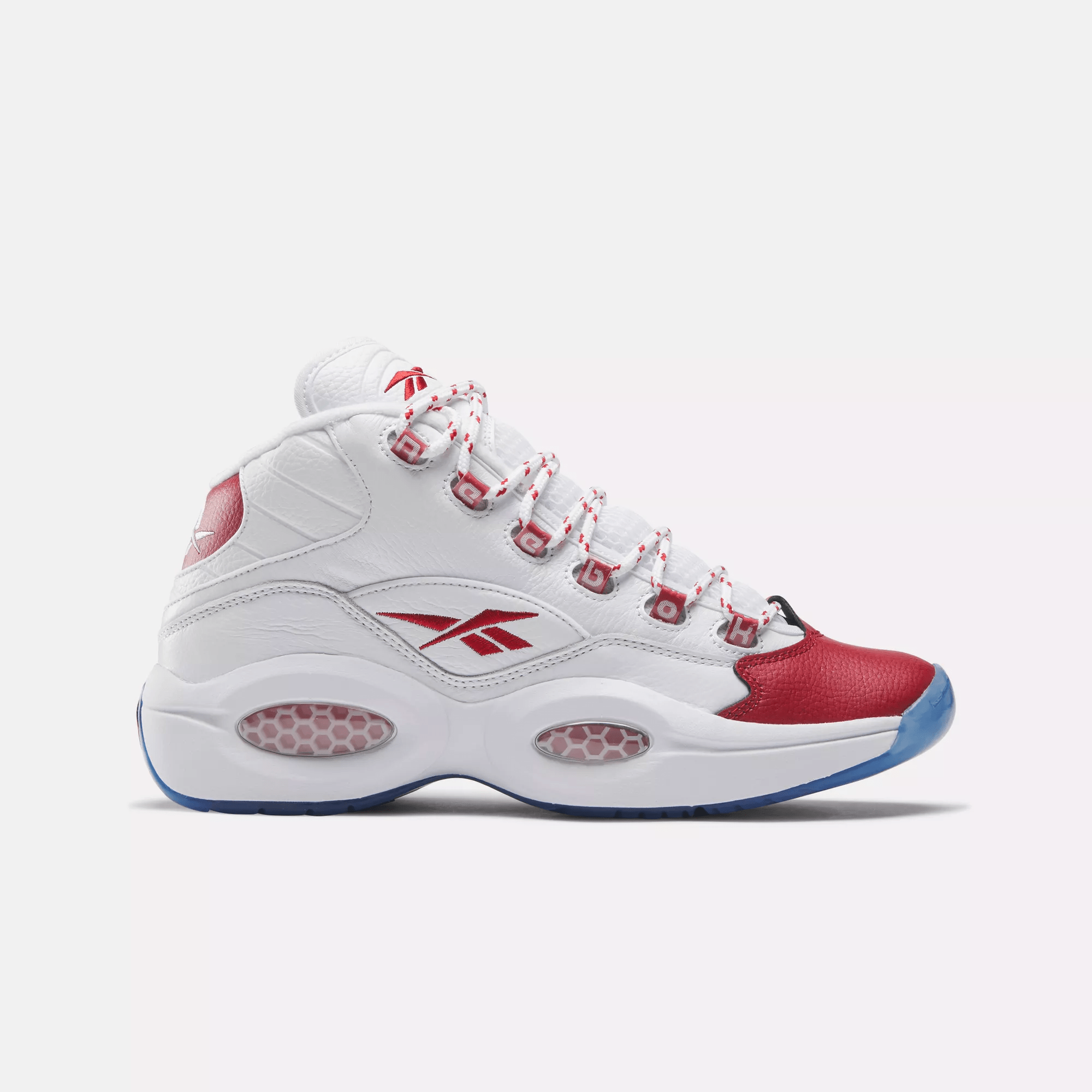 Shop Reebok Unisex Question Mid Basketball Shoes In Ftw Wht/vector Red/ftw Wht