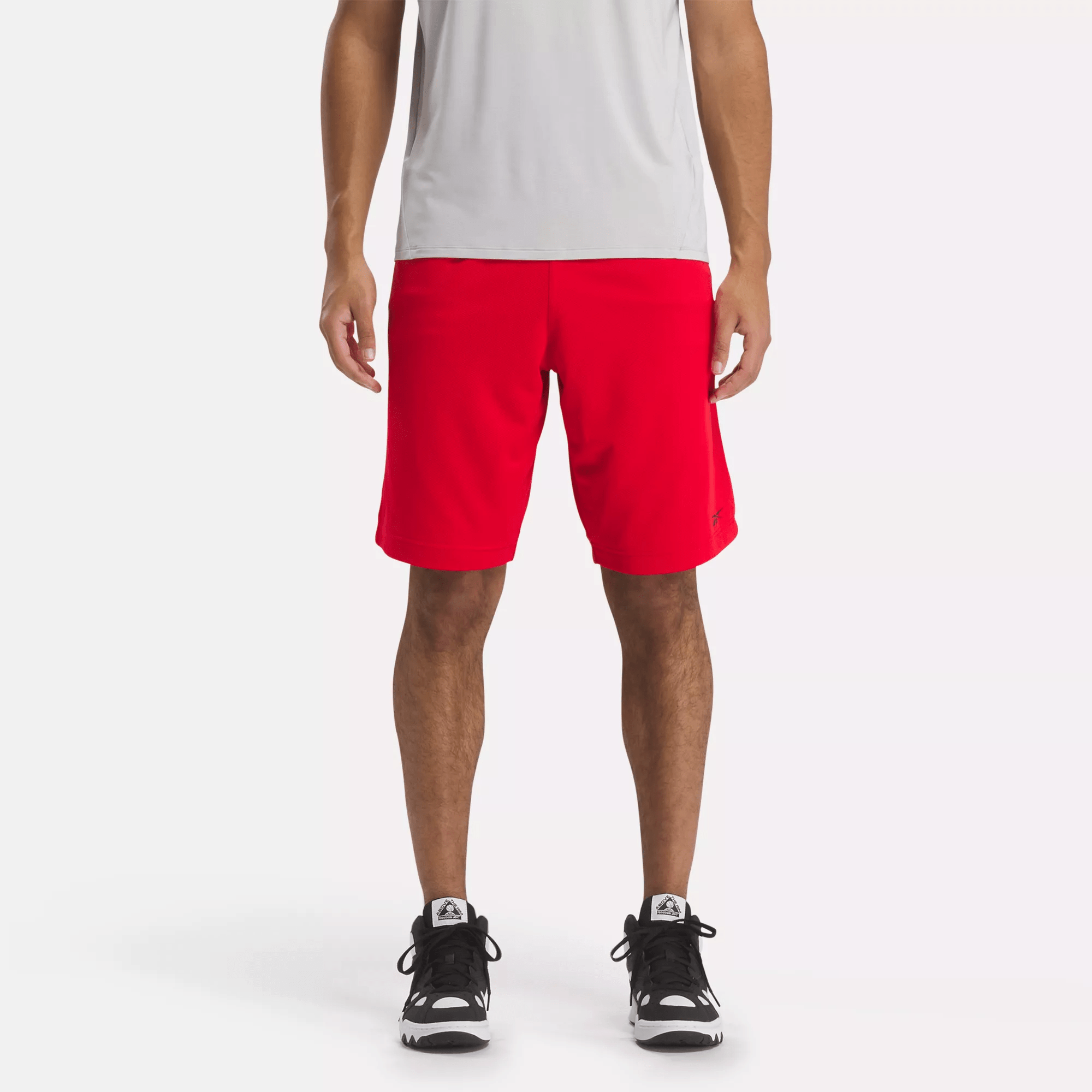 Shop Reebok Men's Basketball Open-hole Mesh Shorts In Red