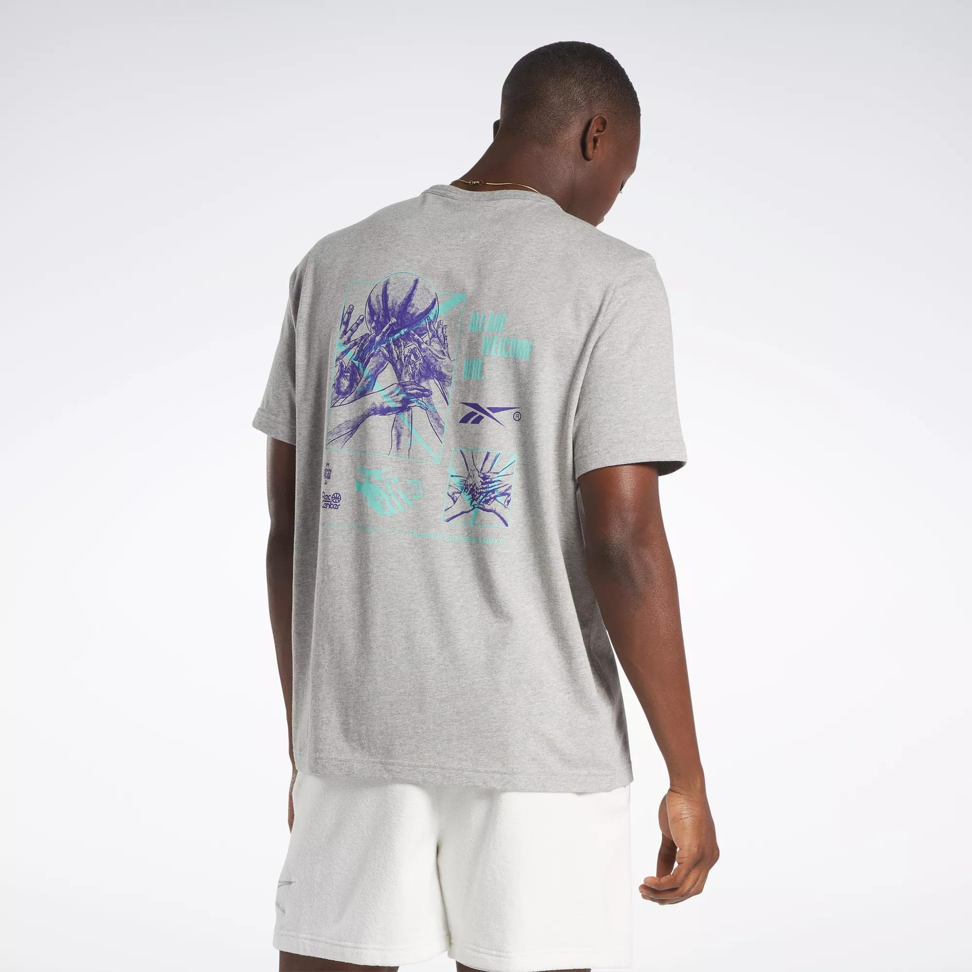 Reebok Basketball Court Top Grey - Reebok Medium Heather T-Shirt 