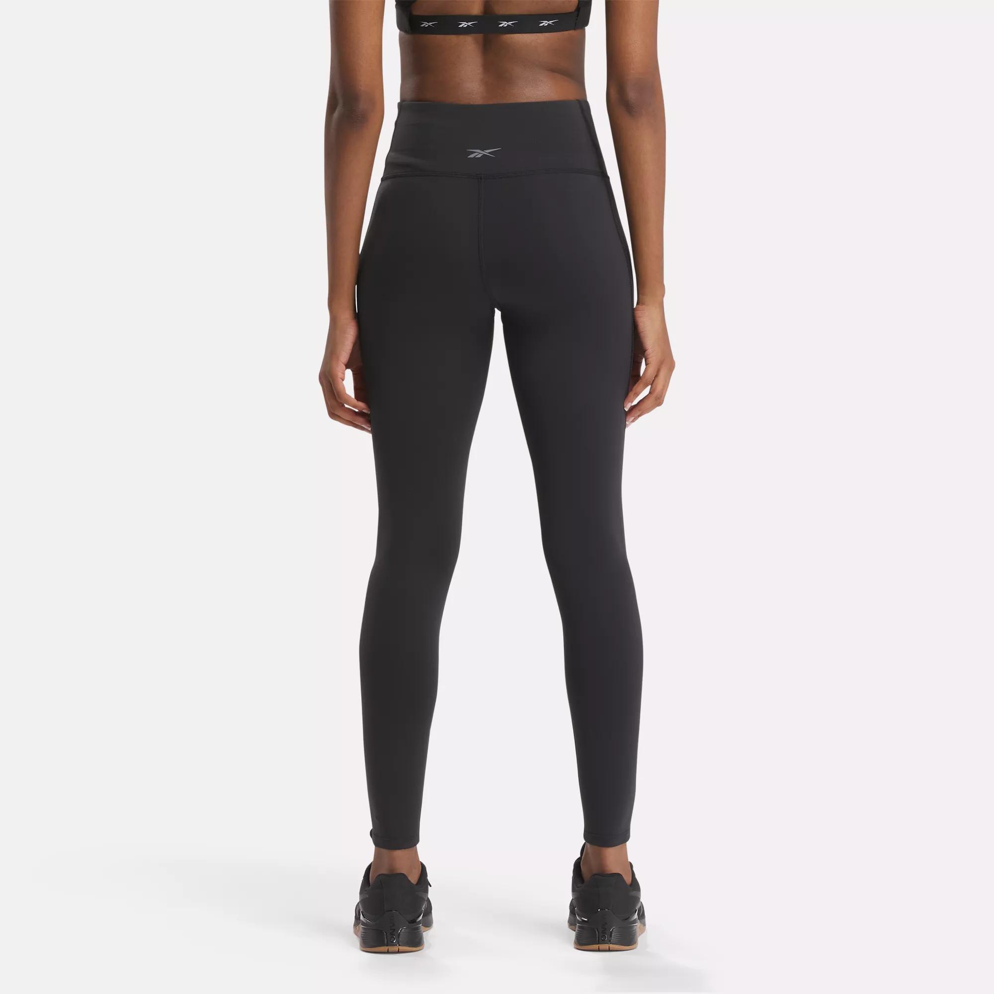 Reebok - Womens Lux Perform High Rise Perforated Leggings Black - Onceit