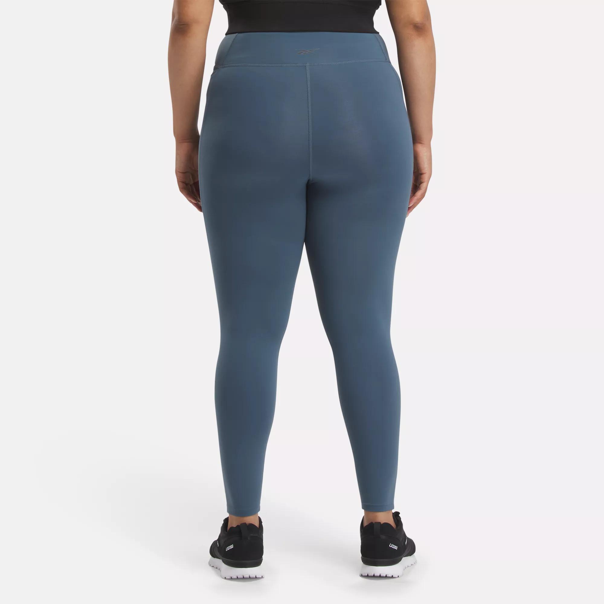 Women's figure-hugging running leggings (XS to 5XL - Large size) - blue/grey
