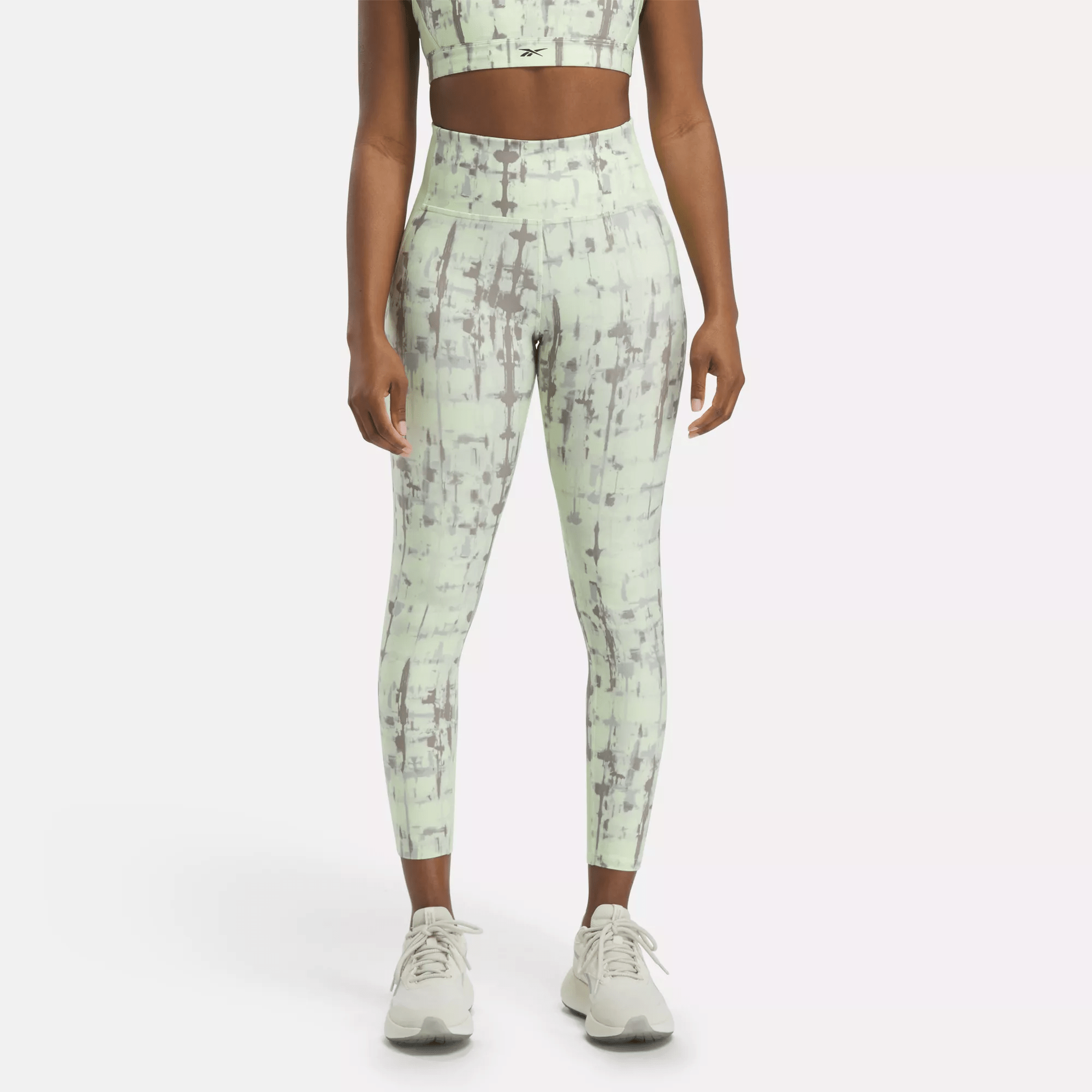 Reebok Lux Perform High-rise Printed Leggings In Green