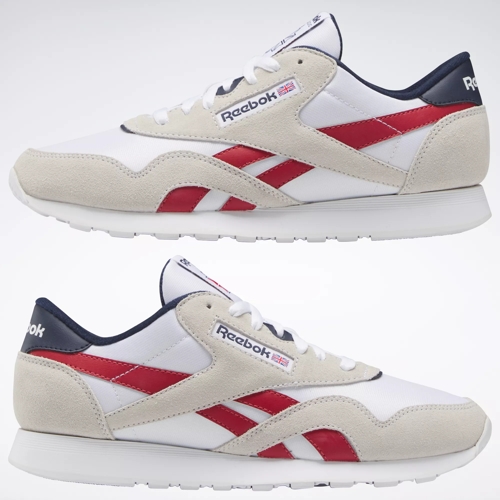 Reebok classic white store and red