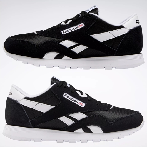 Reebok Boy's Classic Nylon Sneaker, Black/Black/White