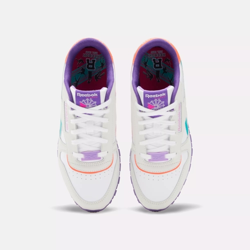 Classic Leather Shoes Grade School Barely Grey Dynamic Purple Bold Pink Reebok