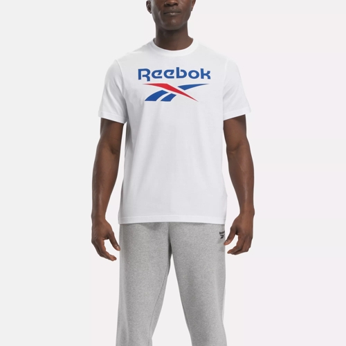 Reebok Identity Big Stacked Logo T Shirt White Medium