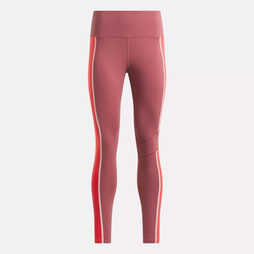 Women Reebok Lux High Rise Compression Tights Size XS Maroon Pink GR9237