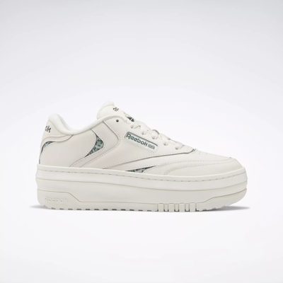 Reebok Club C Extra Chalk & Green Platform Shoes