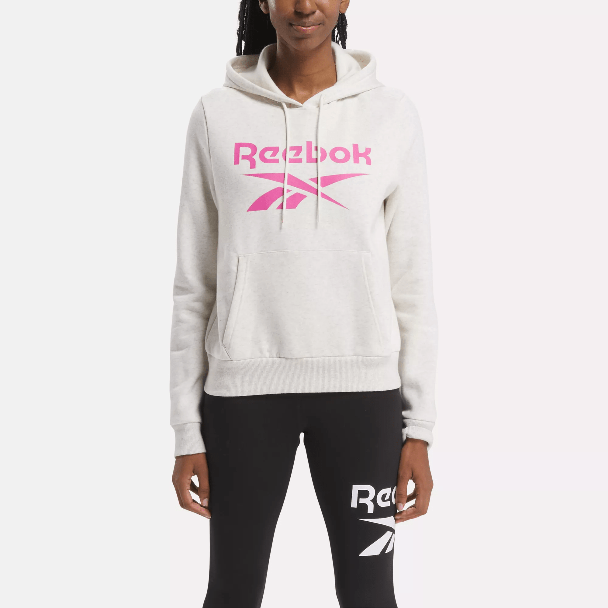 Shop Reebok Women's  Identity Big Logo Fleece Hoodie In In Chalk