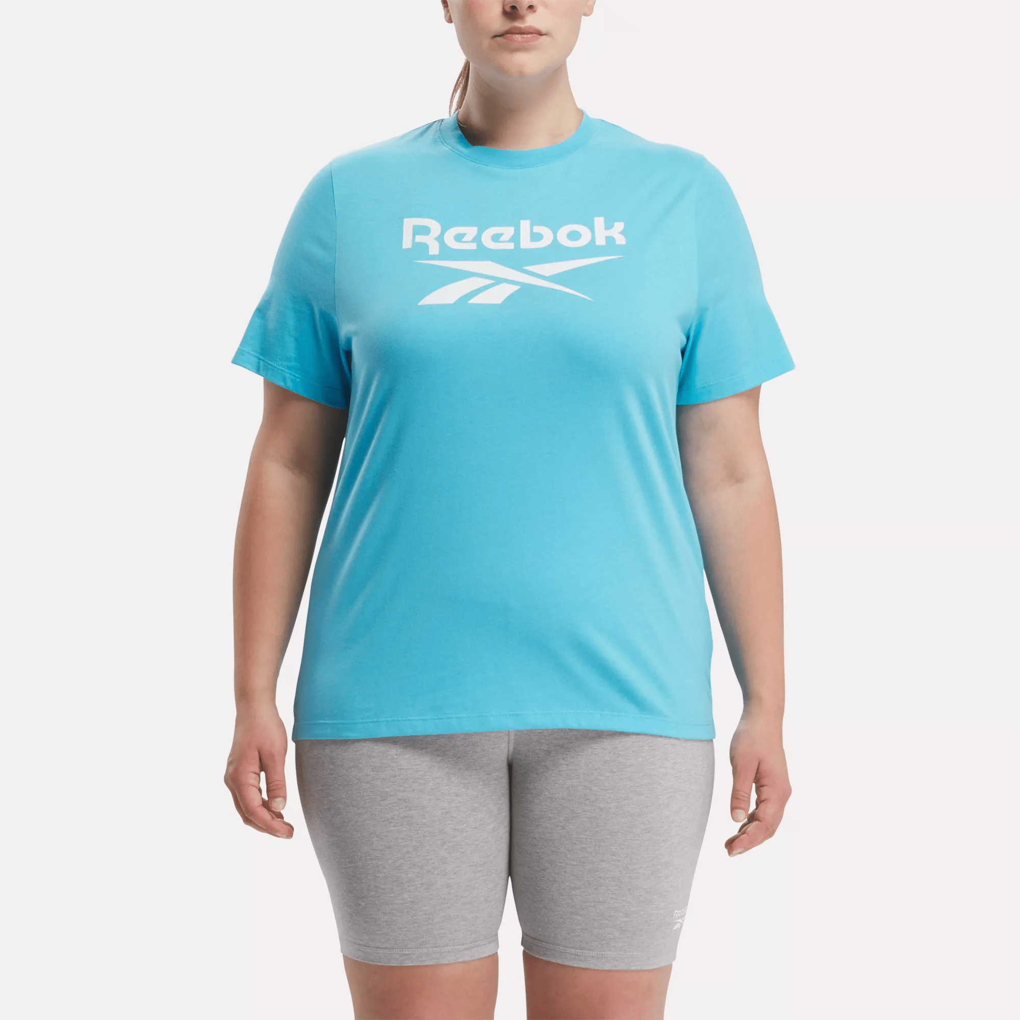 Shop Reebok Women's  Identity Big Logo T-shirt (plus Size) In In Bold Cyan