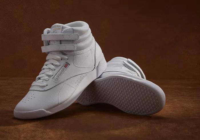 Reebok Freestyle Hi White/Silver Grade School Girls' Shoes