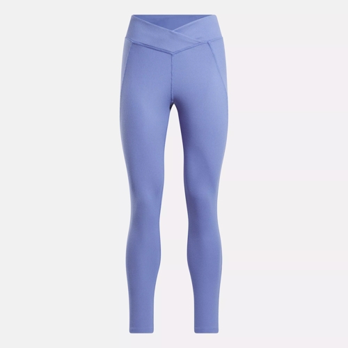Reebok Yoga Studio ribbed detail high waisted leggings in blue