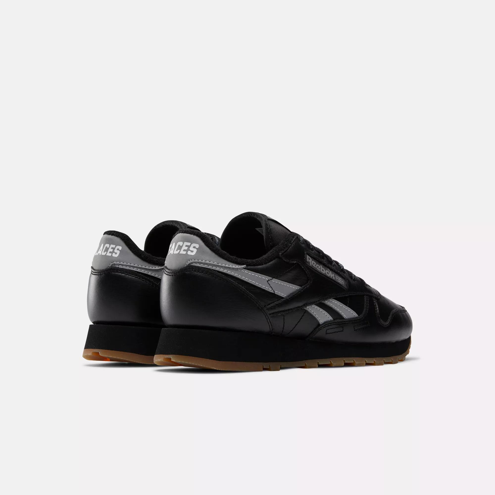 Reebok x Places Faces Classic Leather Shoes Black Silver White Reebok