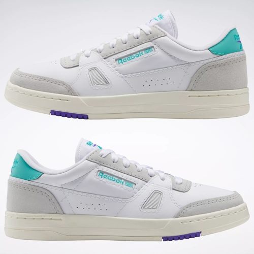 banner Commotie strip LT Court Shoes - Ftwr White / Chalk / Classic Teal | Reebok