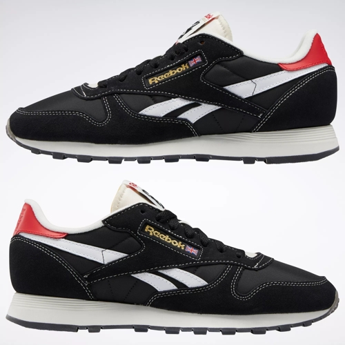 Transporte interior madre Classic Leather Shoes - Core Black / Ftwr White / Vector Red | Reebok