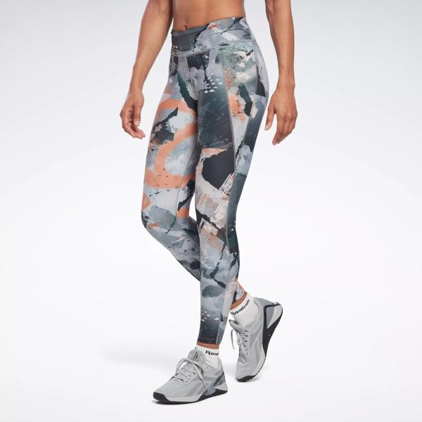 Lux Allover Print Bold Leggings - Pure Grey 3 | Reebok