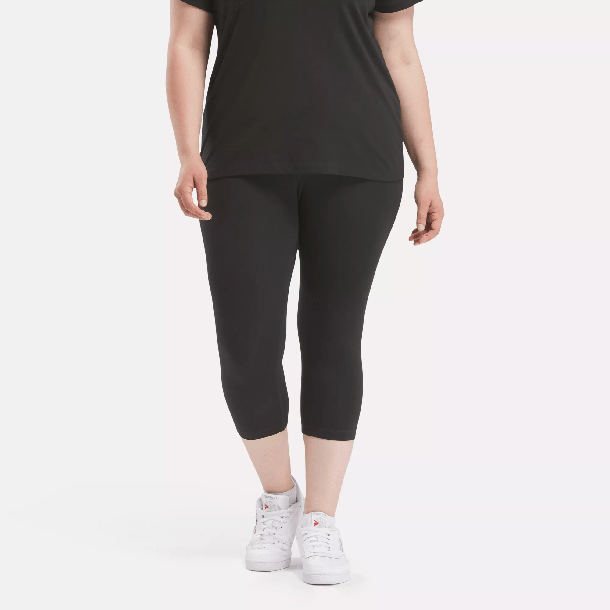 Shop Reebok Women's  Identity Small Logo Cotton Leggings (plus Size) In Black