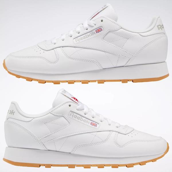 Reebok Women's Classic Leather in Cloud White/Cloud White/Pure Grey 3