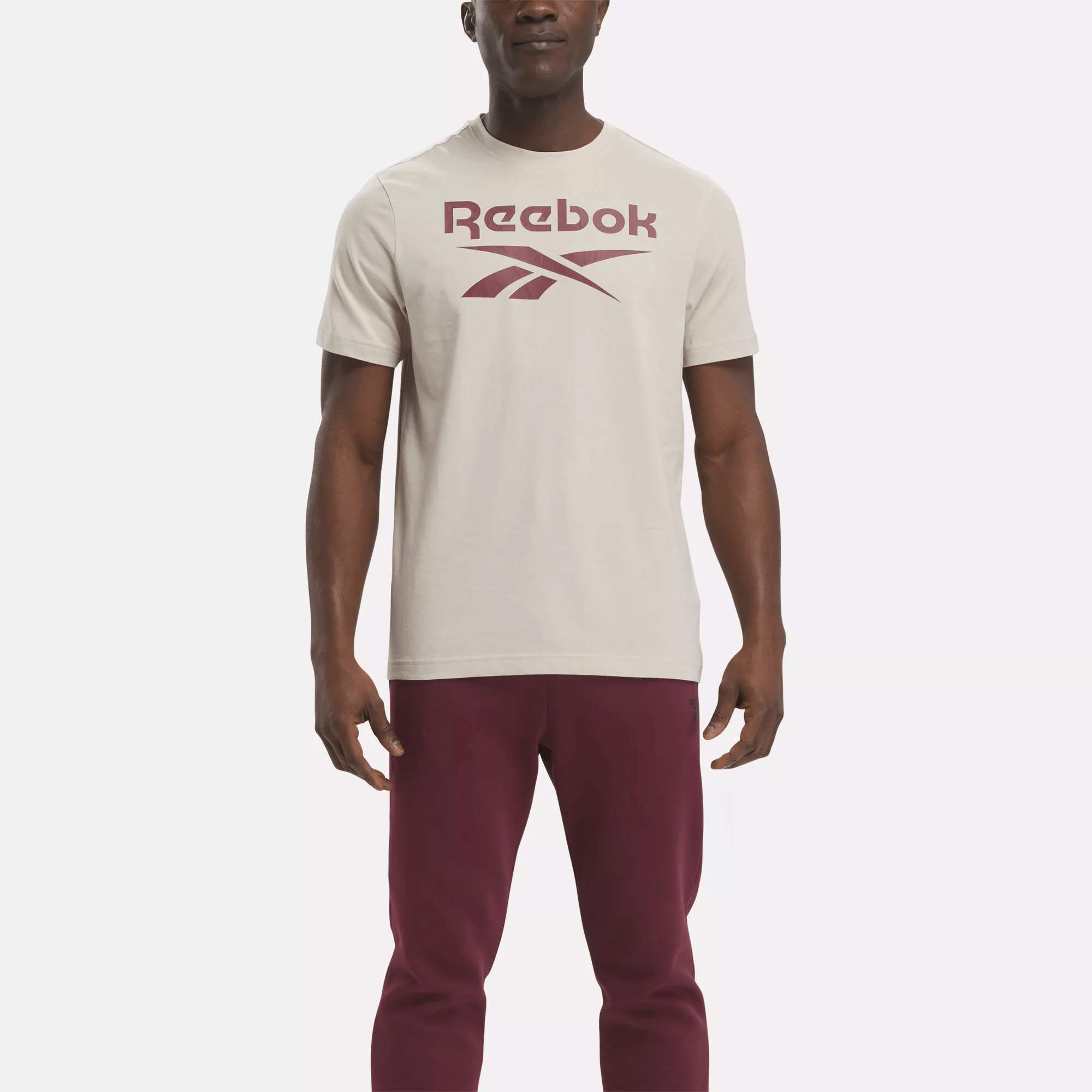 Reebok Identity Big Stacked Logo T-shirt In Brown