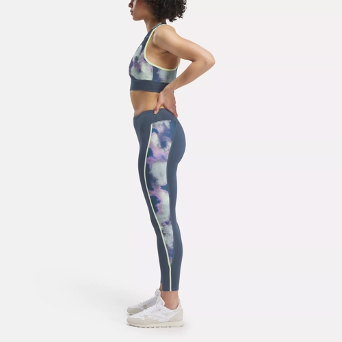 Reebok Running Allover Print Leggings (plus Size) 2x Hoops Blue