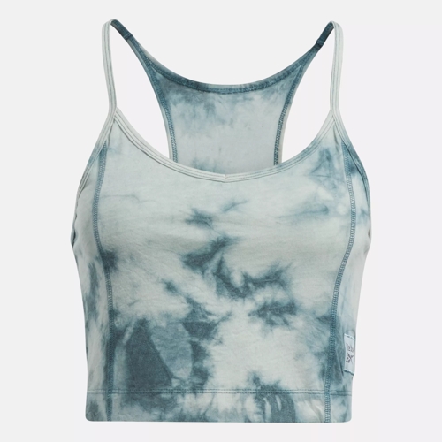 Champion Tank Top Tie-Dye Seamless Cropped Ribbed Blue White Size Large NWT