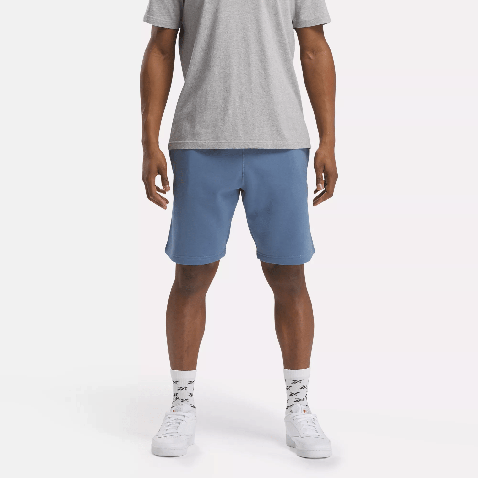 Shop Reebok Men's  Identity Small Logo Fleece Shorts In Blue Slate