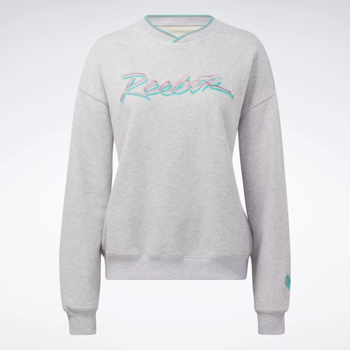 Reebok Mujer Sudadera Elements Big Logo Fitness Full-ZIp (gris)