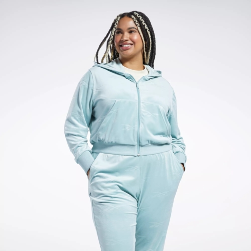 Classics Energy Q4 Velour Zip-Up Sweatshirt (Plus Size) - Seaside Grey